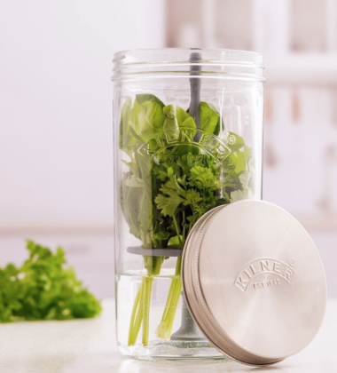 Słoik do przechowywania świeżych ziół 1L GLASS HERB KEEPER Set