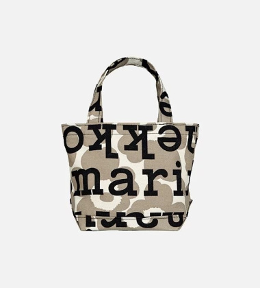 Torebka z logo 20x27x9,5 PIENI ANKHERA UNIKKO LOGO Tote Bag by Marimekko Blac-Beige