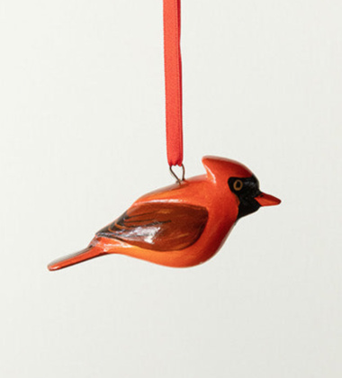 Zawieszka drewniany ptaszek kardynał czerwony Jacaranda Wooden Ornament - Red Cardinal