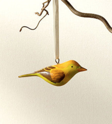Zawieszka drewniany ptaszek lasówka kędzierzawa Jacaranda Wooden Ornament - Warbler