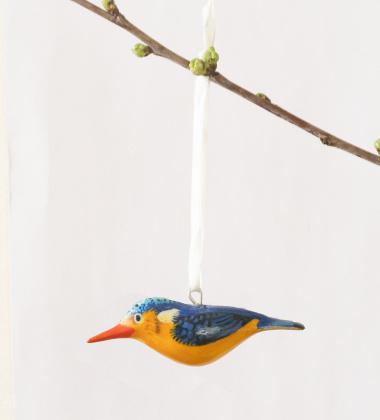 Zawieszka drewniany ptaszek zimorodek Jacaranda Wooden Ornament - Kingfisher