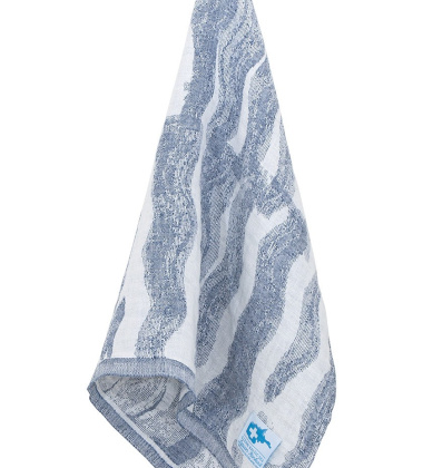 Ręcznik lniany Aallonmurtaja 48x70 Biało-Niebieski