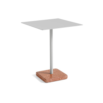 Stół outdoorowy 60x60xH74 TERRAZZO - Sky Grey Powder Coated Steel Top - Terrazzo Red Base - EXPO