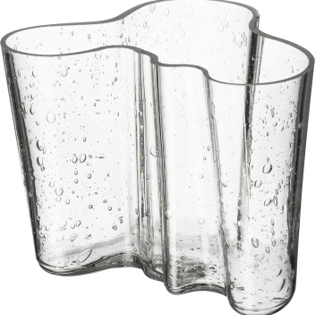 Wazon szklany ALVAR AALTO VASE 16 cm ANNIVERSARY 90 - Przezroczysty - Szkło Bąbelkowe