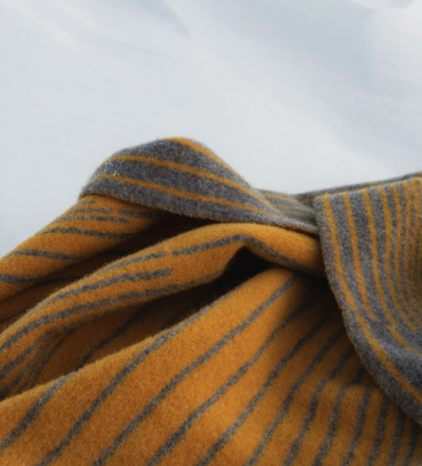Koc wełniany 130x180 AURORA Wool Blanket - Grey-Coffee dyed Orange