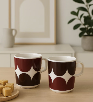 Kubek z porcelany z uchem 250 ml HARKA Wine-Dark Red