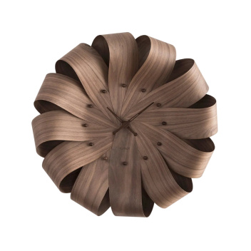 Drewniany zegar ścienny 52x8 cm BRISA Wall Clock - Walnut-Polished Brass Hands