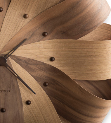 Drewniany zegar ścienny 52x8 cm BRISA Mixto Wall Clock - Oak-Walnut