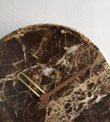 Zegar ścienny marmurowy 68x8 cm ESLABON Wall Clock - Brass-Emperador Marble