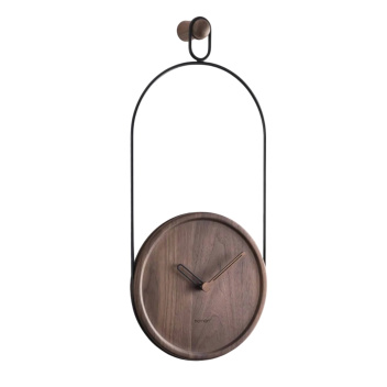 Zegar ścienny drewniany 68x8 cm ESLABON Wall Clock - Black-Walnut