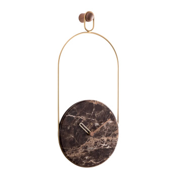 Zegar ścienny marmurowy 68x8 cm ESLABON Wall Clock - Brass-Emperador Marble