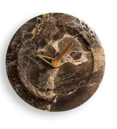 Zegar ścienny marmurowy 32x10 cm BARI Wall Clock - Brass-Emperador Marble